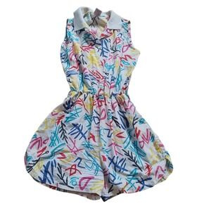 Pacemakers‎ Vintage 1980s Novelty Print Sleeveless Romper Playsuit Medium Flaws